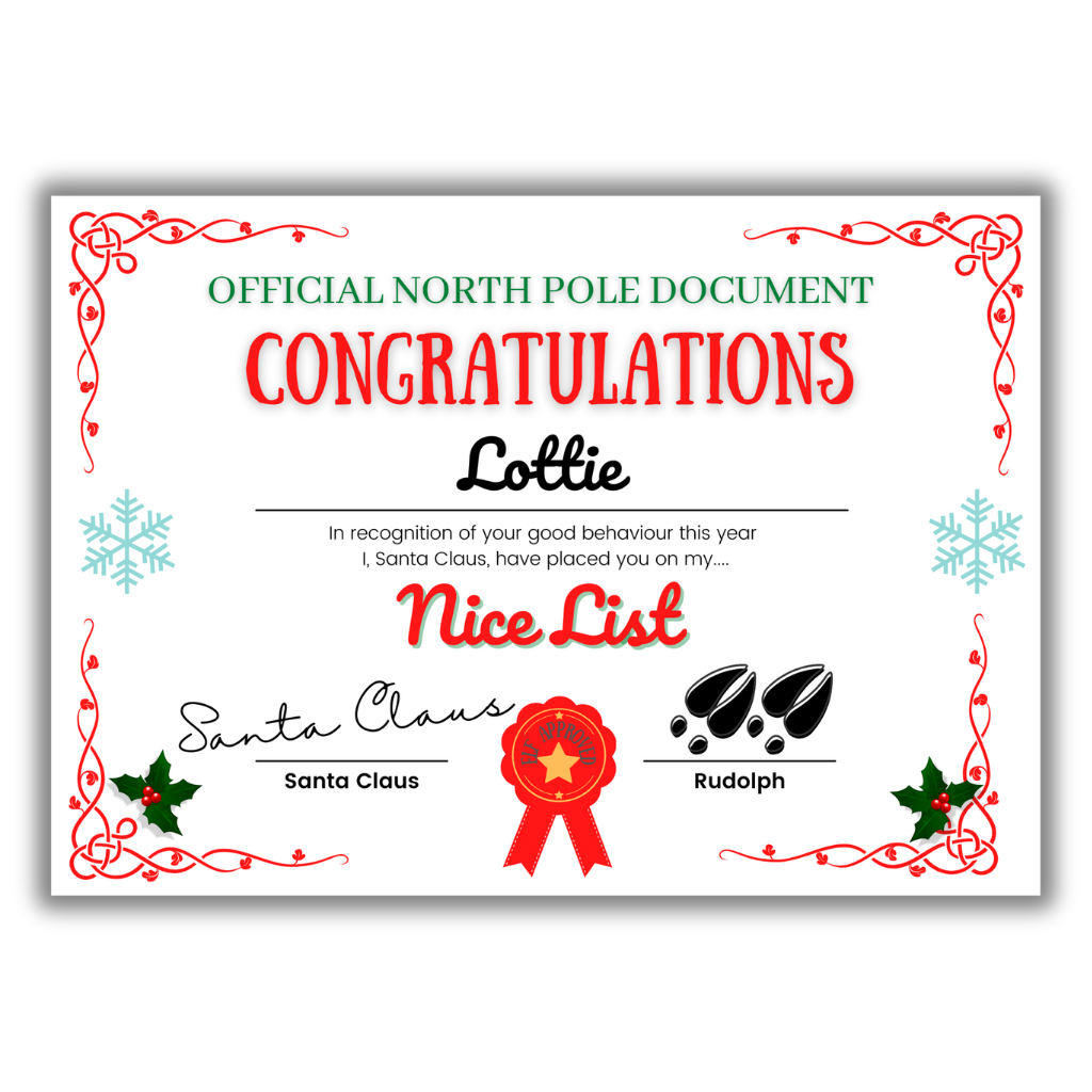 Santa's Nice List Official Certificate