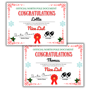 Santa's Nice List Official Certificate