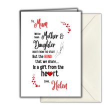 Load image into Gallery viewer, Mother &amp; Daughter From The Heart - Personalised Card or Print