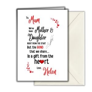 Mother & Daughter From The Heart - Personalised Card or Print