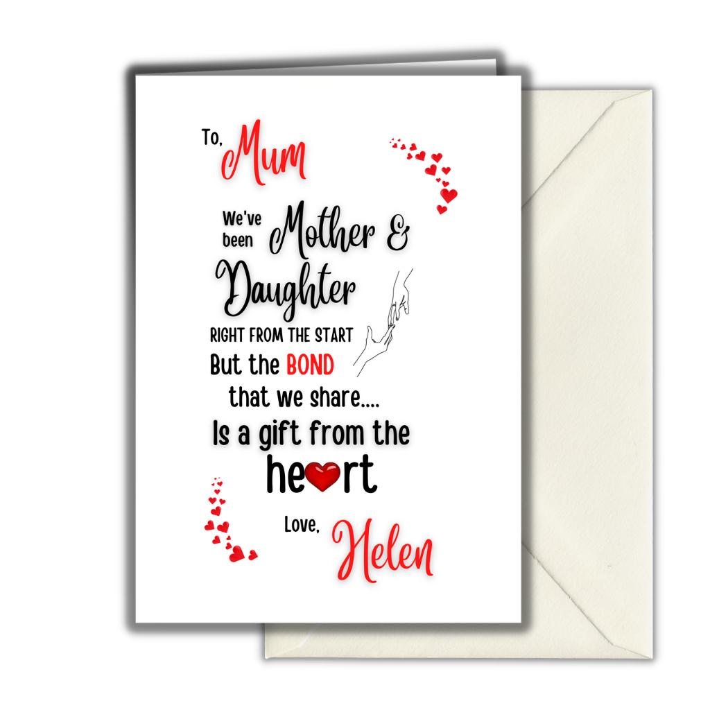 Mother & Daughter From The Heart - Personalised Card or Print