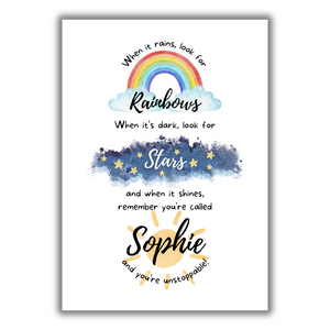 Sunshine, Stars & Rainbows - Inspiring Print For Kids