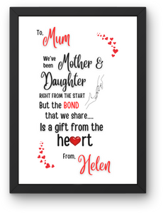 Mother & Daughter From The Heart - Personalised Card or Print