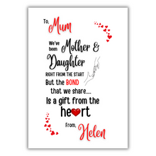 Load image into Gallery viewer, Mother &amp; Daughter From The Heart - Personalised Card or Print