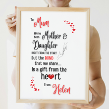 Load image into Gallery viewer, Mother &amp; Daughter From The Heart - Personalised Card or Print