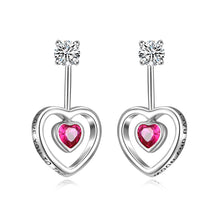 Load image into Gallery viewer, 925 Silver &amp; Rose Heart Earrings