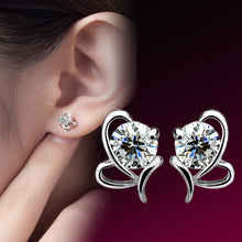 Load image into Gallery viewer, Abstract Heart with Stone Earrings