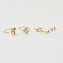Load image into Gallery viewer, Moon &amp; Stars Ear Climber Set