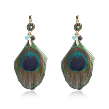 Load image into Gallery viewer, Peacock Feather Earrings
