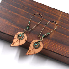 Load image into Gallery viewer, Wooden Leaves Boho Earrings