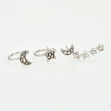 Load image into Gallery viewer, Moon &amp; Stars Ear Climber Set