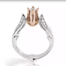 Load image into Gallery viewer, 2 Tone Diamante Rose Ring
