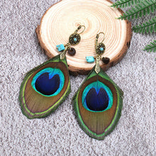 Load image into Gallery viewer, Peacock Feather Earrings
