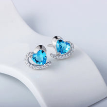 Load image into Gallery viewer, Ocean Blue Heart Stud Earrings