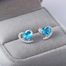 Load image into Gallery viewer, Ocean Blue Heart Stud Earrings
