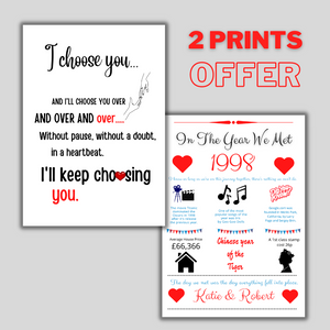 In The Year We Met - Print for Someone Special, Anniversary, Birthday, Valentine