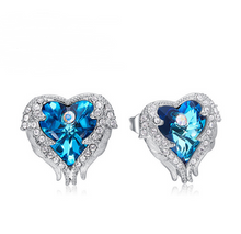 Load image into Gallery viewer, Angel Wings with Crystal Stud Earrings