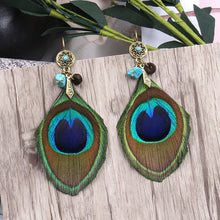 Load image into Gallery viewer, Peacock Feather Earrings