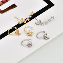 Load image into Gallery viewer, Moon &amp; Stars Ear Climber Set