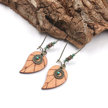 Load image into Gallery viewer, Wooden Leaves Boho Earrings