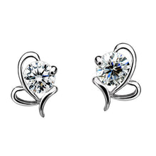 Load image into Gallery viewer, Abstract Heart with Stone Earrings