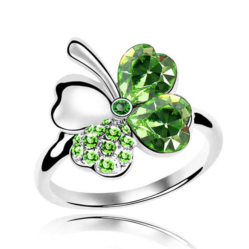 Lucky Clover Crystal Ring