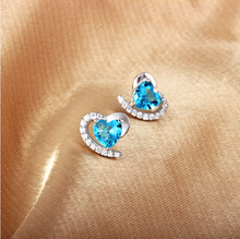 Load image into Gallery viewer, Ocean Blue Heart Stud Earrings