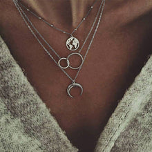 Load image into Gallery viewer, Moon &amp; Map Layered Necklace