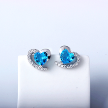 Load image into Gallery viewer, Ocean Blue Heart Stud Earrings