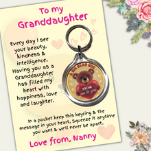 Load image into Gallery viewer, The Granddaughter Keyring &amp; Message Card