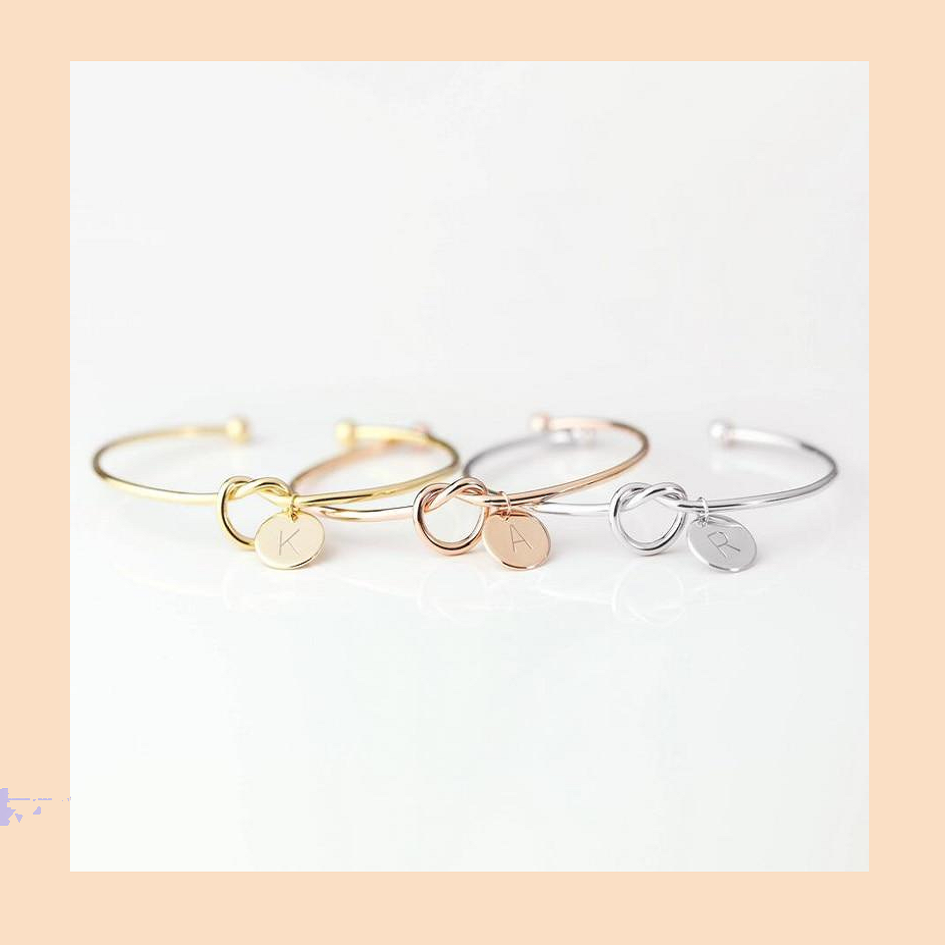Personalised Knot Initial Bangle